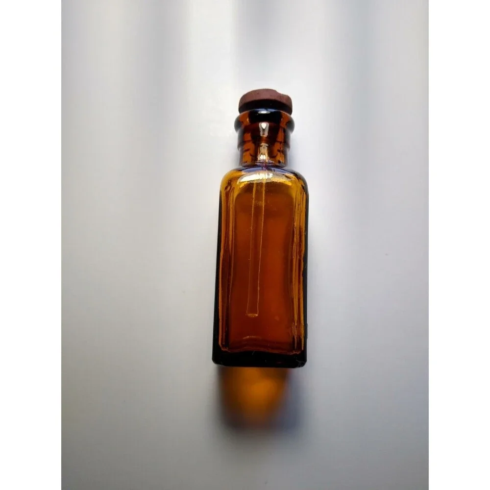 Antique Amber Glass Poison Bottle Skull & Crossbones Tincture Iodine Dropper K7